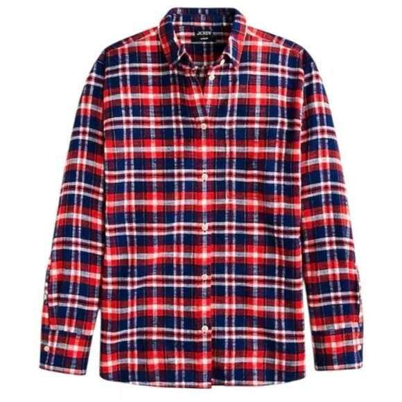 J. Crew Tops - J. Crew Garçon Shirt Blue and Red Plaid Flannel Size 10